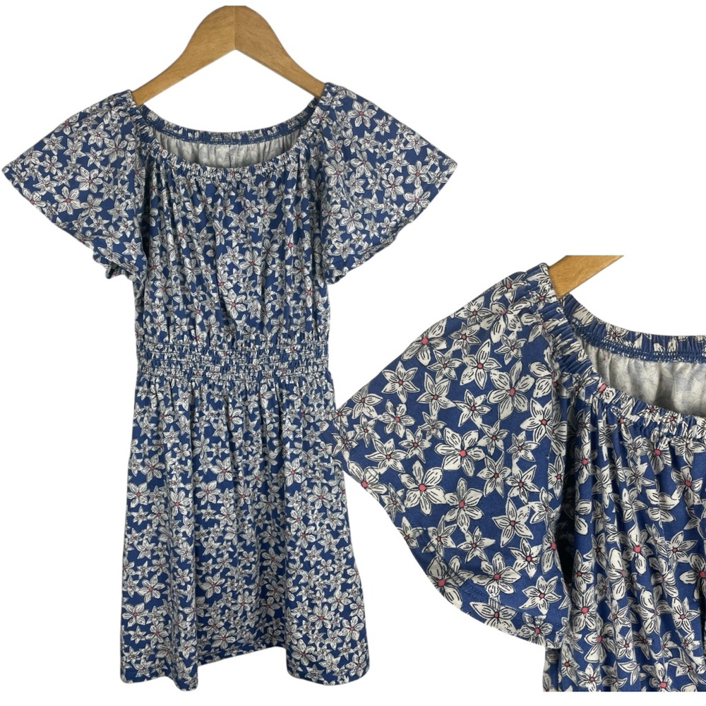 GAP Girls Floral Cotton Smocked Flutter Short Sleeve Dress Size M
